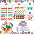 Lenwen 100 Pcs Cat Toys Set Bulk Cat Fur Mice Toys Variety Plastic Ball with Bell Furry Pompom Rattle Mouse Assorted Interactive Catnip Toy Pillow Chew Nice Gift for Indoor Kitten Cats Catch Play