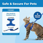 Voyager Escape-Proof Step-in Lock Cat Harness & 5ft Neoprene-Handle Leash Set All-Weather Mesh with Reflective Stitching for Small to Large Cats by Best Pet Supplies, Royal Blue (327), M