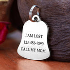 Ultra Joys Cat ID Tag Personalized Pet Tags, Durable Stainless Steel Small Pet Mini Dog Cat Tag Lightweight - Bell Tag in Silver