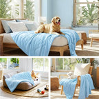 Luciphia Premium Cooling Dog Blanket Washable Q-MAX>0.5 Small Medium Large Pet Mat Puppy Cat Self-Cooling Soft Breathable Calming Throw for Sofa Crate Bed (Light Blue,40x60 inches)