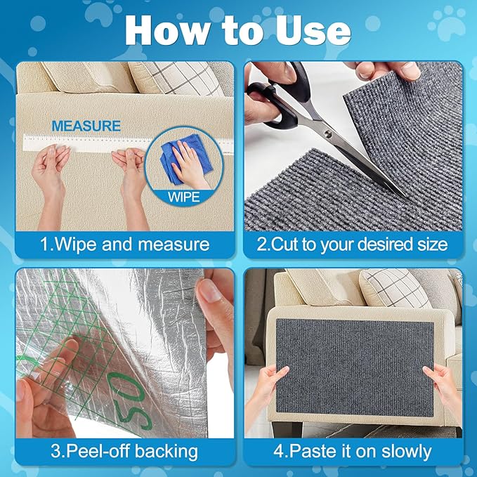 23.6x15.8 Cat Wall Scratcher Mat with Nano Tape,Anti Cats Scratch Furniture Couch Carpet Corner Protector for Indoor,Trimmable Cat Scratching Pad Board Sofa Replacement