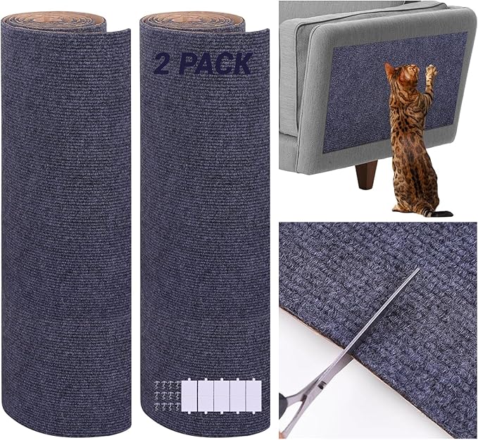 2 Pack Cat Scratch Furniture Protector Trimmable DIY Climbing Scratching for Indoor Couch Protector from Cat Claws, Walls and Tower Replacement (Grey, 15.7'' x 39.3'')