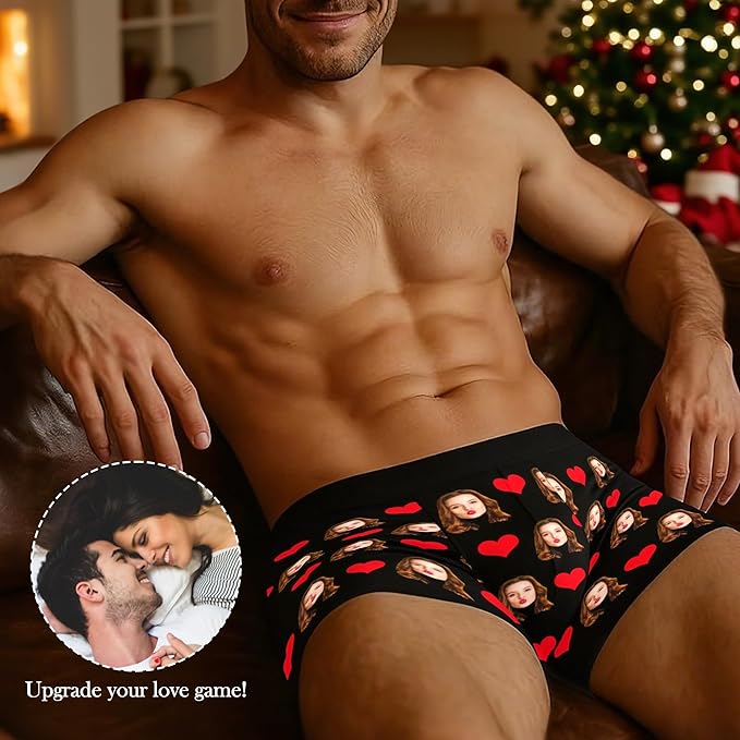 M YESCUSTOM Custom Faces Funny Short Briefs Gift for Husband Underwear