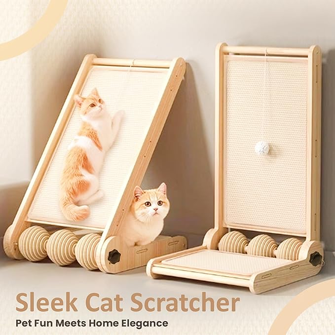 Sisal Adjustable Cat Scratch Ramp for Indoor Cats - 25.6 Inch Cat Scratcher Ramp - Cat Scratching Post, Medium