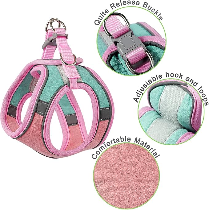 JSXD Cat Harness,Leash and Collar Set,Escape Proof Kitten Vest Harness for Walking,Easy Control Night Safe Pet Harness with Reflective Strap and Bell for Small Large Kitten,Fit for Puppy,Rabbit
