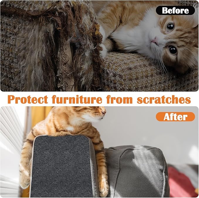 Cat Scratch Furniture Protector - 118" x 17" Trimmable Self-Adhesive Cats Claws Scratch Pads, DIY Cat Climbing Couch Protector for Scratch Post Cat Tree Replacement Indoor (Dark Gray)