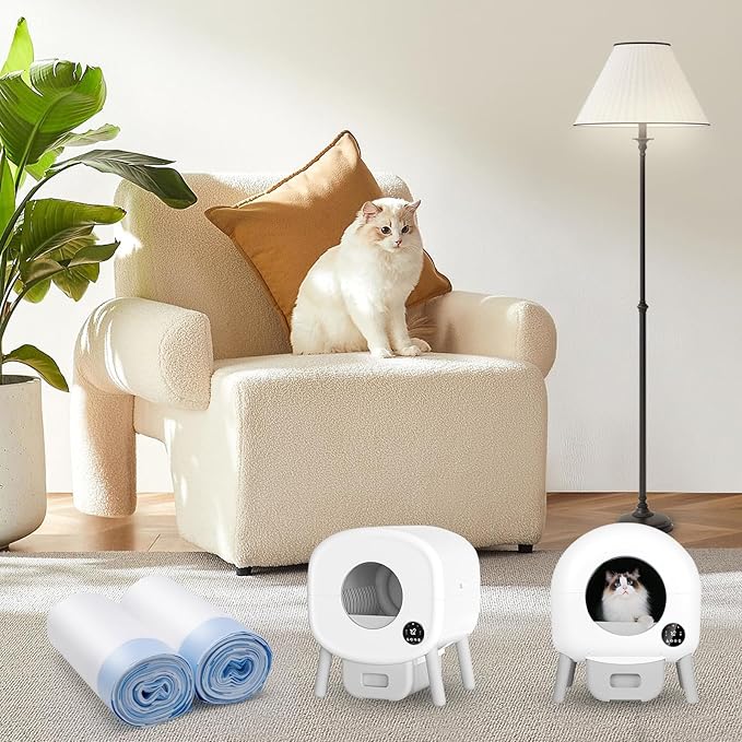 40-Pack Heavy Duty Cat Litter Box Liners for Fsitego & Fumoi Self-Cleaning Litter Boxes, Extra Thick Automatic Litter Box Bags, with Drawstring and Leakproof Cat Litter Bags