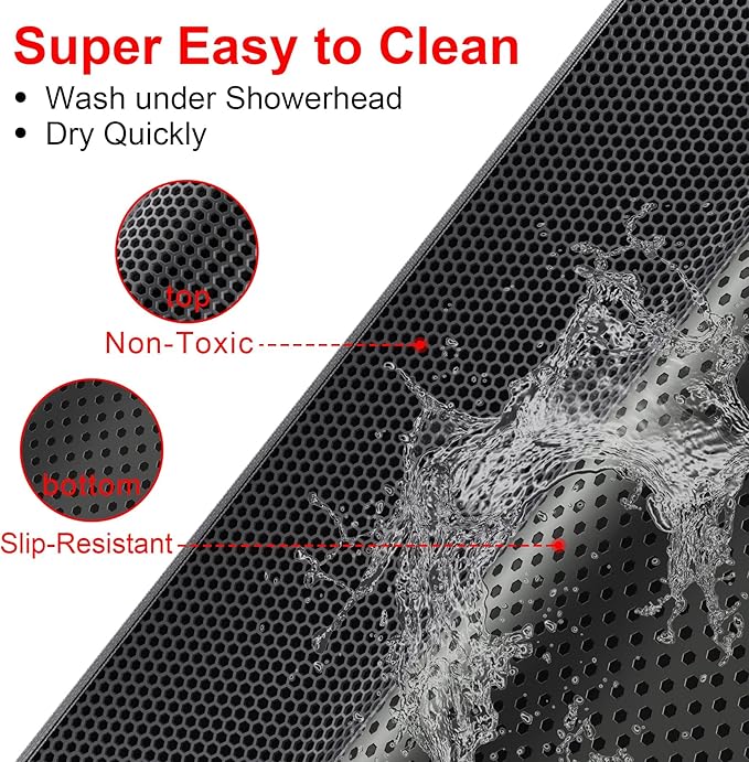 Cat Litter Box Mat: 36"x 30" Waterproof Kitty Cat Litter Trapping Mat, Easy-clean Double-layer Scatter Control Pad Rug (Black)