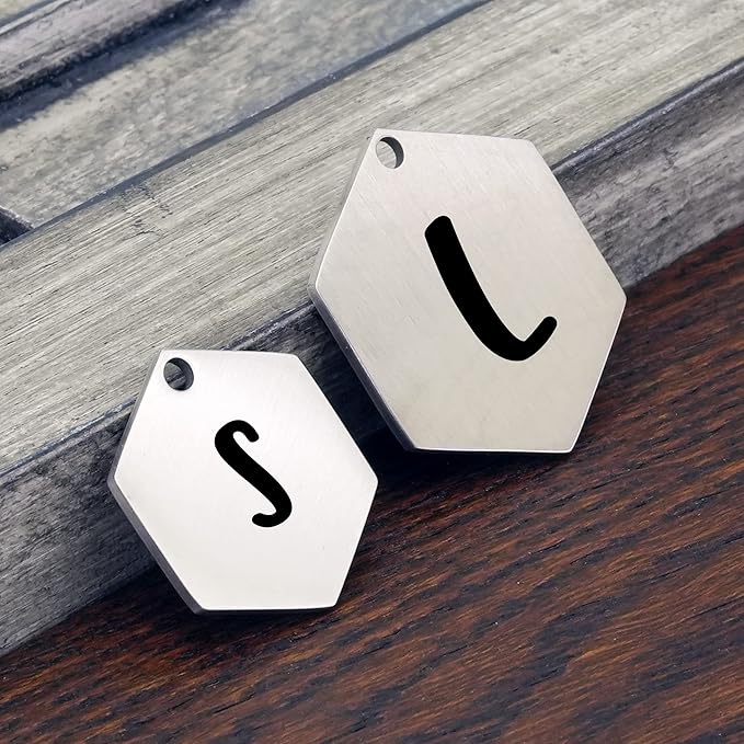 Ultra Joys Stainless Steel Pet ID Tag Dog Name Tags Personalized Front and Back Engraving, Customized Cat Tags, Optional Engraved on Both Sides, Hexagon Vine Design, Silver Small, Silver-hexagon-vine