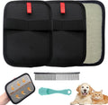 Pet Hair Removal Glove for Small Hands, 2Pcs Electrostatic Dog Cat Hair Remover Gloves for Furniture Car Seat Couch, Reusable Grooming & Shedding Tool with Free Steel Comb & Toothbrush