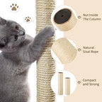 2 Root Cat Scratching Post Replacement 11.81x3.54 Cat Tree Scratch Post Replacement Natural Sisal Pole Cat Scratch Post Refill Pole Part with M8 Screws for Kitten Tree Tower Cat Furniture Accessories