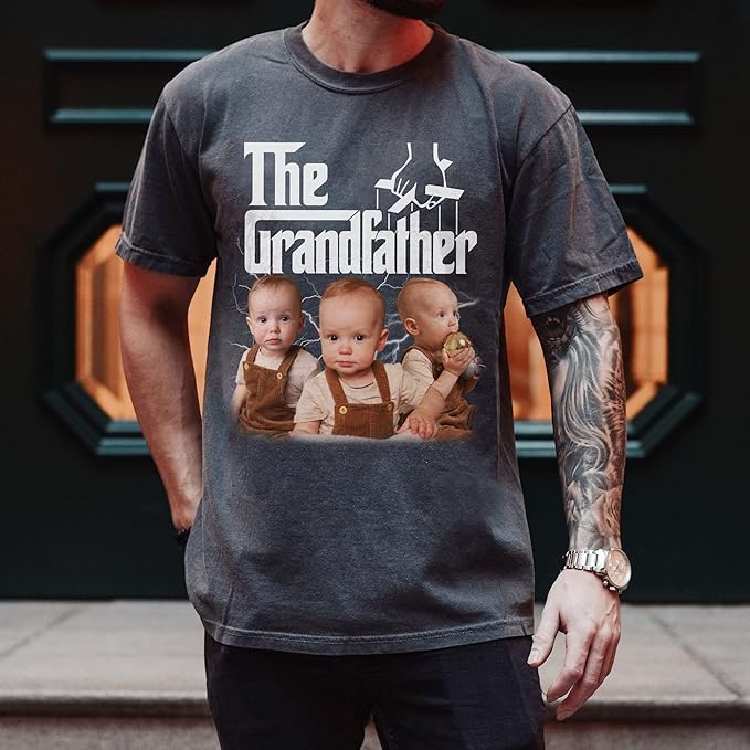 Custom Dad Shirt Personalized Picture T-Shirt for Men for New Dad Daddy Gift for Grandpa