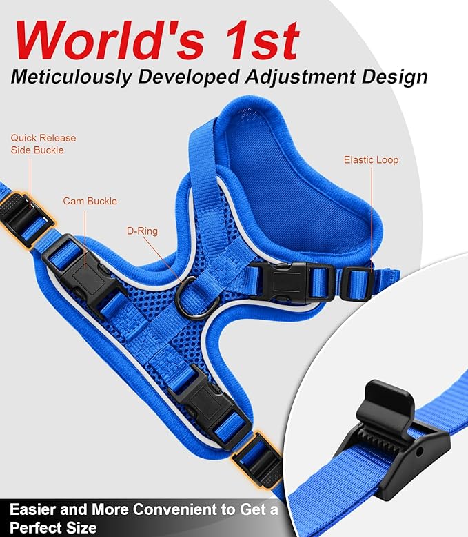 Cat Harness and Leash for Walking Escape Proof Soft Adjustable Cat Leash Breathable Comfortable Vest Easy to Wear Kitten Harness for Outdoor Travel Blue M