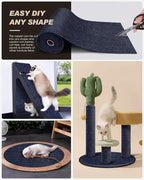78.7"x15.8" Cat Scratch Mat,Trimmable Self-Adhesive Carpet,DIY Climb Cat Scratcher for Cat Couch Furniture or Wall Protector,Covering Cat Tower,and Replacement Pads (Dark Blue)