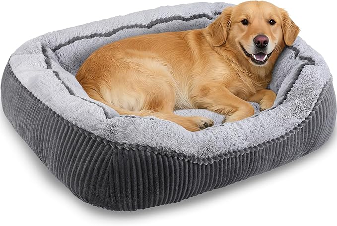 SIWA MARY Large Dog Bed for Large Dogs, Rectangle Dog Bed Large Size Dog, Washable Orthopedic Pet Bed, Durable Calming Puppy Bed with Anti-Slip Bottom(35"x25"x10")