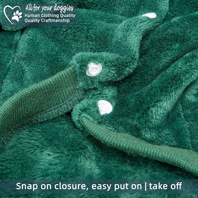 FabriCastle Dog Hoodie Sweater for Small Dogs Boy and Girl, Dog Clothes XS XXS Puppy Sweatshirt, Pet Outfit, Cat Clothing Super Soft Warm Snap On Closure (Dark Green, Small)