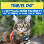 Travel Cat Harness and Leash Set - Adjustable Fit Mesh Cat Harness and Reflective Strap - Comfort Walking Vest for Kitten for Outdoor Walking, Hiking (Large, Hawaiian)