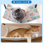 Jetec 2 Pack Cat Hammock for Cage, Catio Accessories Reversible Soft Cats Bed with Adjustable Straps and Hooks Double-Sided Linen and Fleece Hanging Hammock for Cats, Kitten(Geometry Pattern,L)