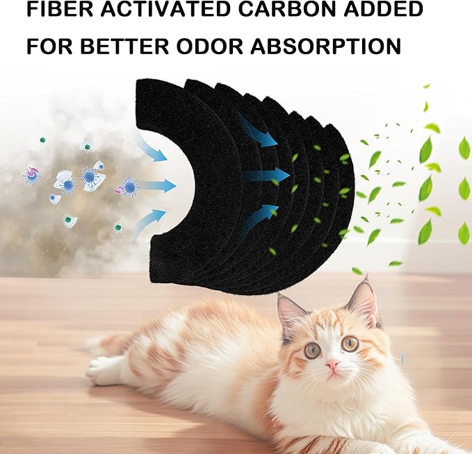 8 Pack Carbon Filters Compatible with Litter Robot 4, Activated Charcoal Cat Litter Box Filters Replacement to Absorb Odors Litter Box Deodorizer Controls Moisture and Keep Home Fresh