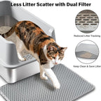 Stainless Steel Litter Box with Lid, 2 Pack Metal Litter Box XL, Extra Large Cat Litter Boxes for Big/Multiple Cats, Anti-Urine Leakage,No Smell, Non-Stick, Includes Scooper and Mat