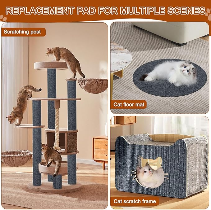 Cat Scratch Mat,118.5"x15.9" Trimmable Self-Adhesive Cats Scratch Carpet,Couch Protector from Cats Claw, Cat Scratch Furniture Protector, Indoor Furniture Protection for Chair, Wall,Sofa(Dark Gray)