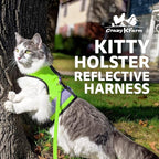 Kitty Holster Reflective Cat Harness – High-Visibility Cat Harness for Travel, Day and Night Walking - Soft Cotton Cat Accessories, Breathable, Secure & Washable, Made in USA - Loud Lime, XS