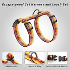 Cat Harness and Leash Set, Adjustable Kitten Harness Escape Proof Cats Harness, Soft Lightweight Walking Travel Pet Harness, Cute Kitty Harness Leash Set for Small Medium Cats, Orange