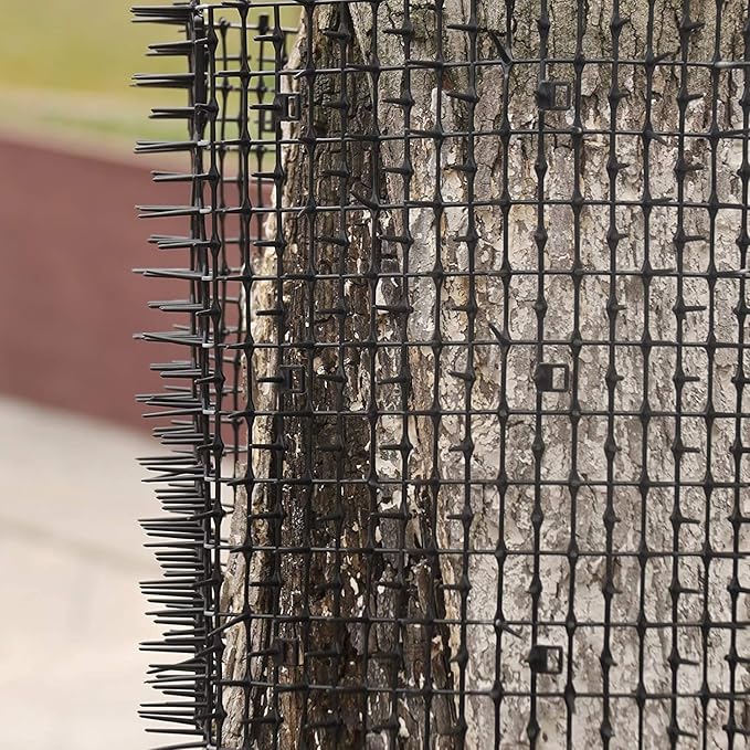 10ft Cat Scat Mat with Spikes Outdoor, Scat Mats for Dogs, Includes 8 Garden Staples