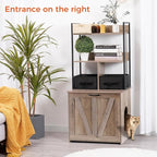 Dwanton Litter Box Enclosure with 2 Storage Shelves and 2 Drawers, 2-in-1 Hidden Cat Litter Box Enclosure Furniture with Shelf, Reversible Entrance, Washable Drawers, 50-Inch, Greige