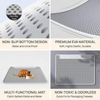 Upgraded Cat Litter Mat, Pet Feeding Mat, Detachable Dual Layer Litter Trapper Pad, Easy Clean Washable Quick Emptying, Water Urine Proof, Non-Slip Soft on Kitty Paws, 23.6 x 17.7 Large Big