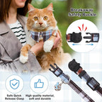Cat Collar with Bells Breakaway, Shirt Cat Collar for Girl Boy Cats with Removable Bow Tie Collar, 2 Pack Cute Plaid Kitten Collar Bowtie for Female Male Puppy Pets Safety Adjustable
