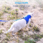 Cat Harness and Leash for Walking Escape Proof Breathable Mesh Fabric, Solid Blue, Extra Large, Adjustable Cat Walking Jackets, Padded Stylish Cat Vest