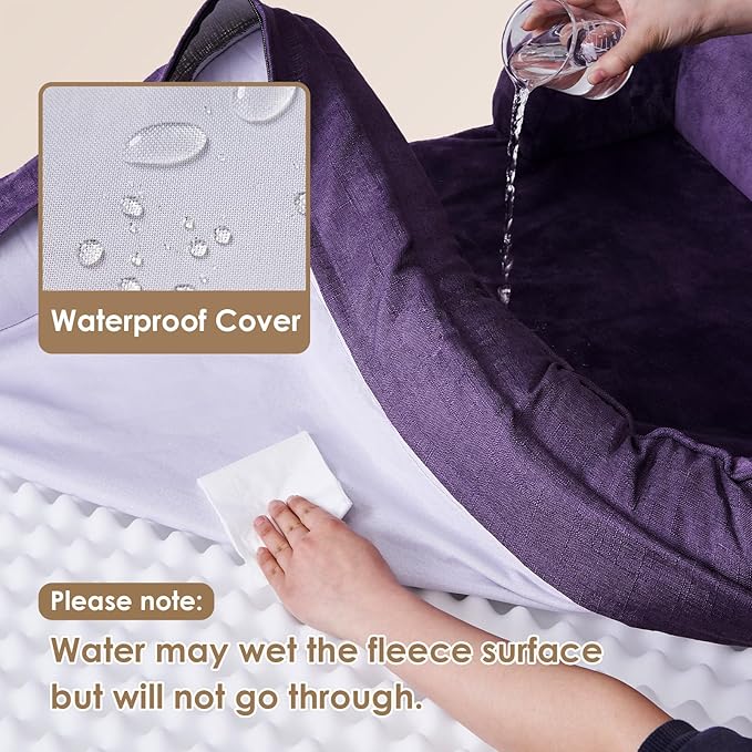 EHEYCIGA Orthopedic Dog Bed for Small Dogs, Waterproof Memory Foam Small Dog Beds with Sides, Non-Slip Bottom and Egg-Crate Foam Medium Pet Couch Bed with Washable Removable Cover, Purple