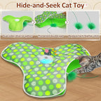 Interactive Cat Toy, Automatic Cat Toys for Indoor Cats, Hide and Seek Cat Toy with Motion Activated, Moving Feather, Chirping, USB Rechargeable