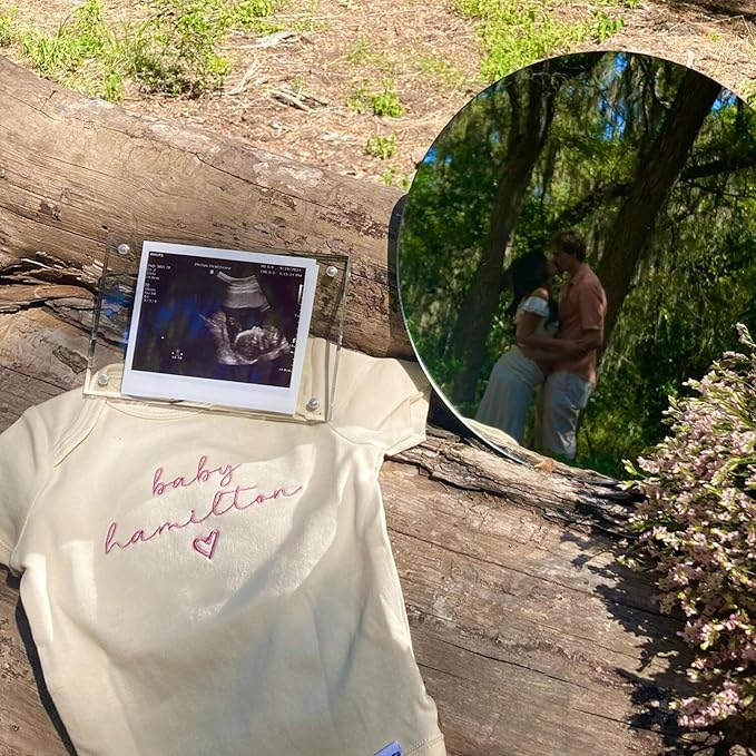 COUPLEHOODIES Personalized Baby Onesie Bodysuit – Custom Embroidery Gift for Pregnancy Reveal Baby Shower or First Grandchild