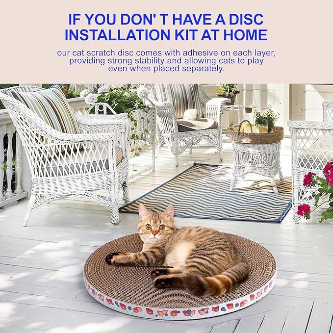Round Cat Scratcher Pad 10 inch Diameter 3/5 inch Thickness Scratch Replacement Refill Scratching Board Cat scratchers for Indoor Cats (5 Pc)