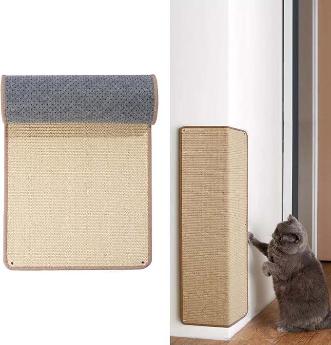 Natural Sisal Cat Scratcher Mat, Wall Scratcher Carpet, Cat Climbing Wall, Large Tall Scratching Post, Couch Sofa Protector, Scratching Mat Pad for Indoor Cats (39.3" Lx15.7 W, 2PCS)