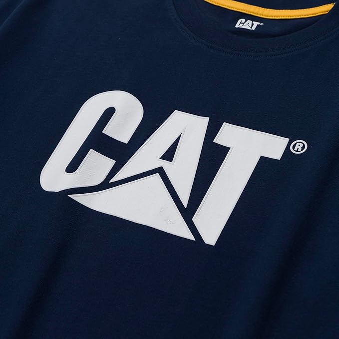 CAT Men's Trademark T-Shirts with Shape-Retention Rib Trim Spandex, Tagless Neck, and Cat Logo on Left Chest