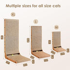 EHEYCIGA Cardboard Cat Scratcher for Indoor Cats, 32 Inch L Shaped Vertical Cat Scratching Board with Ball Cat Toy, Extra Large Cat Scratcher Pad, Brown