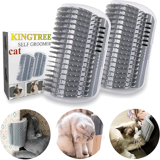 Kingtree Cat Corner Scratcher Self Groomer with Catnip, 2 Pack Softer Cat Face Scratchers Wall Corner Grooming Massage Combs for Long & Short Fur Cats