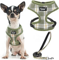 PUPTECK Soft Mesh Dog Harness and Leash Set Pet Puppy Cat Comfort Padded Vest No Pull Harnesses, Olive Green, XS