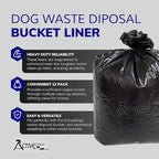 ActiveDogs Dog Poop Bucket Bags 12PK - Heavy Duty 5 Gallon Poop Bags for Dogs Waste Removal Trash Can, Bucket or Pail - Extra Thick 1.2ml Plastic Tear Resistant & Leak Proof Refill Liners