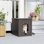 Cat Litter Box Enclosure, Plastic Hidden Litter Box Side Table with Openable Front Door, Waterproof & Weatherproof Cat House for Indoor & Outdoor Use (Gray)