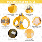 AIITLE Breathable Mesh Dog Vest Harness, No Pull Escape Proof Vest Harnesses with Reflective Bands, Adjustable Plaid Pet Outdoor Harnesses for Small and Medium Dogs Yellow M