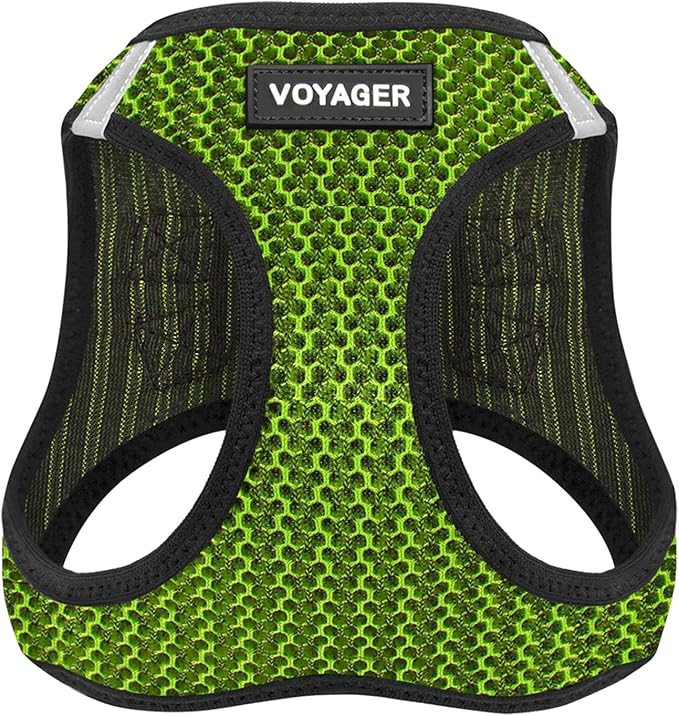 Best Pet Supplies - All Weather Mesh/Plush, Reflective, No Pull Harness for Small, Medium Dogs, Cats - Secure with Hook & Loop Fastener, Buckle, Double D-Rings - Lime Green 2-Tone, M