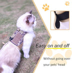 Tactical Kitty Harness and Leash for Walking Escape Proof, Desert Camo, X-Small, Adjustable Cat Walking Jackets, Padded Stylish Cat Vest for Winter