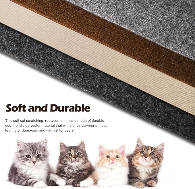 Cat Scratch Mat - 78.74"x15.74" Self-Adhesive Anti Scratching Pad for Couch, Trimmable DIY Cat Sofa Furniture Wall Cat Tower Protector, Replacement Pads for Pet Couch Protector from Claws Light Gray