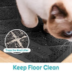 PVC Cat Litter Mat 24" x 15" Inch Black, Non-Slip, Less Waste Cat Litter Box Mat, Soft on Kitty’s Paws, Urine Waterproof