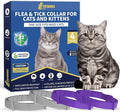 4 Pack Flea Collar for Cats, 32 Months Flea and Tick Prevention for Cat, Waterproof Cat Flea Collar, Natural Flea Treatment, Adjustable Fleas and Ticks Collars for Cats Kittens(Grey&Purple)