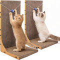 2 Pack Cat Scratcher, 23.6 Inch L Shape Vertical Cat Scratching Board with Ball Toy for Indoor Cats, Large Cat Scratching Post for Wall and Couch